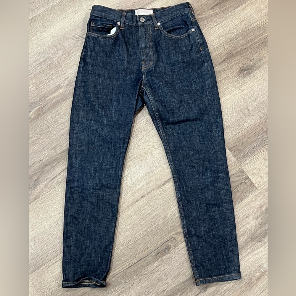 Everlane Size 26 Hight Rise Ankle Cut Dark Indigo Structured Denim Jeans EUC